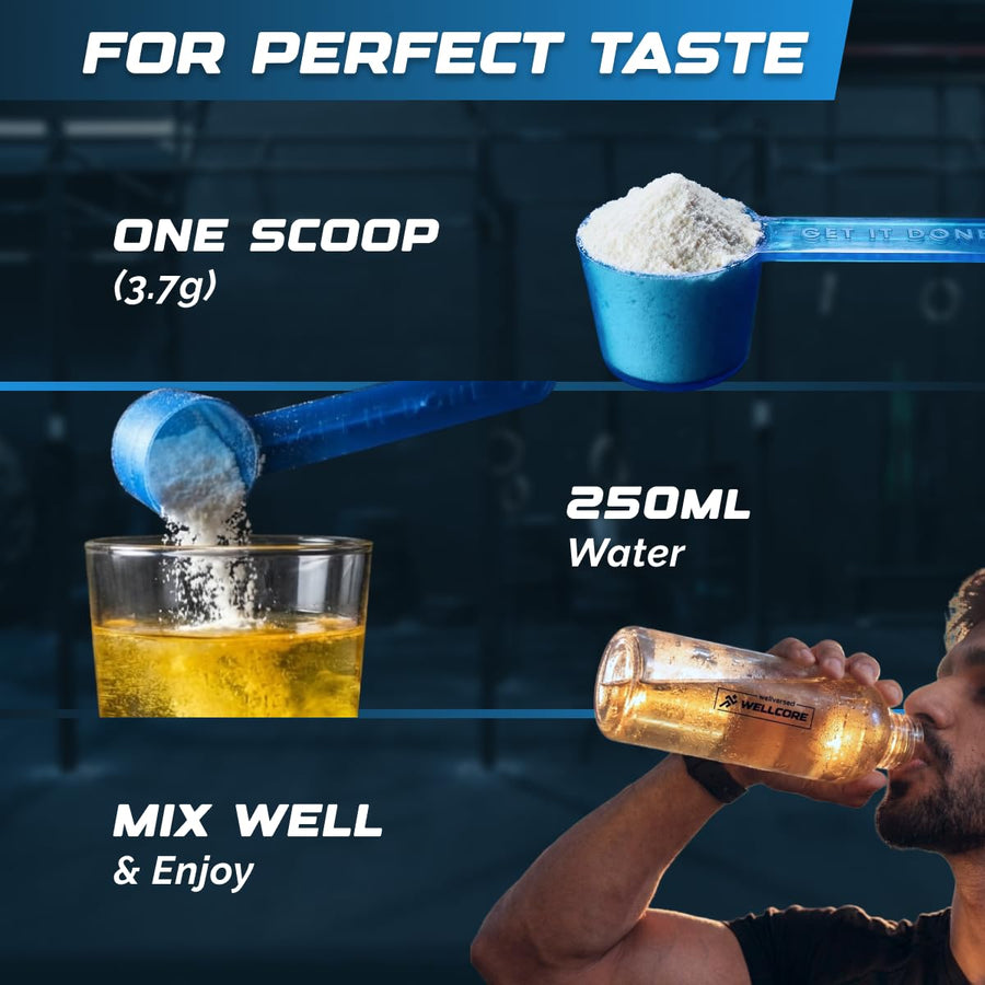 Wellcore Pure Micronised Creatine | 307g (83 Servings) | Tropical Tango | 3g Creatine Monohydrate