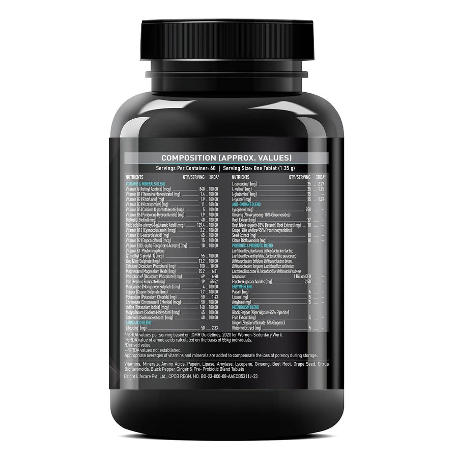 MuscleBlaze MB-Vite Daily Multivitamin | 60 Tablets | Daily Multivitamin | 51 Ingredients