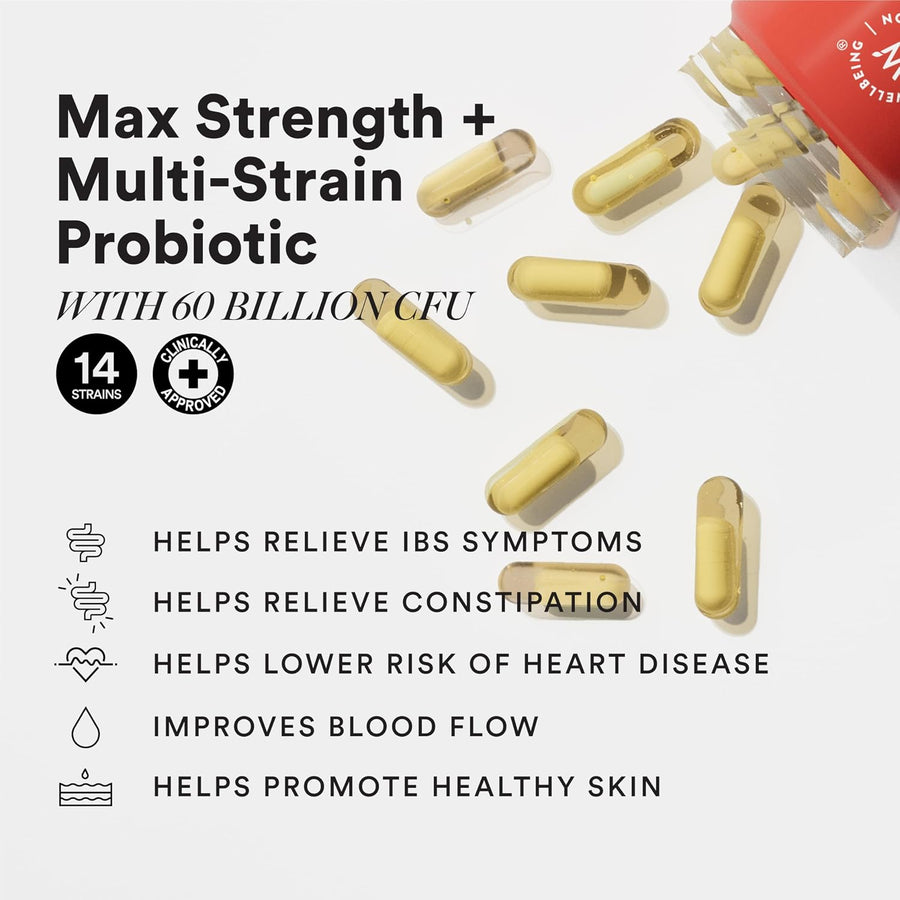 Wellbeing Nutrition Daily Probiotics Gut Health Supplement - 60 Billion CFU - 60 Veg Capsules