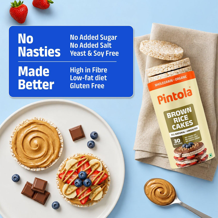 Pintola Organic Brown Rice Cakes - All Natural Unsalted 130g
