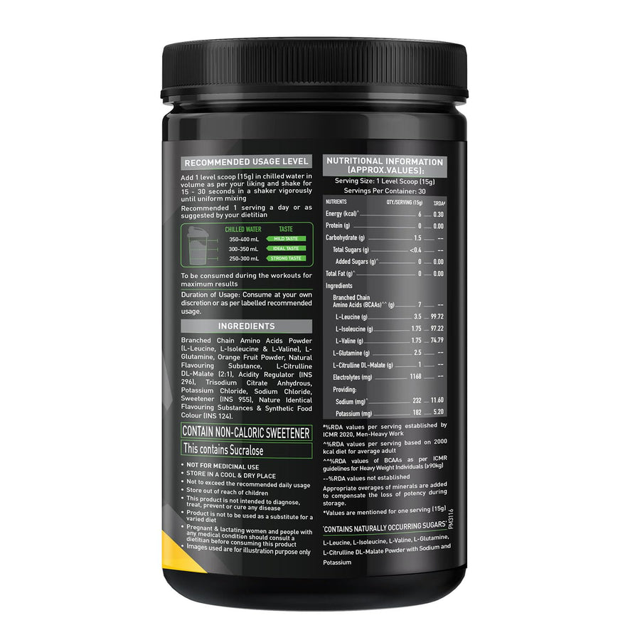 MuscleBlaze BCAA Pro Powder | 450g (30 Servings) | Tropical Fest / Fruit Splash | 5–7g BCAAs