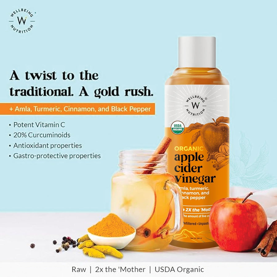 Wellbeing Nutrition Apple Cider Vinegar with Turmeric, Amla, Cinnamon & Black Pepper - 500ml