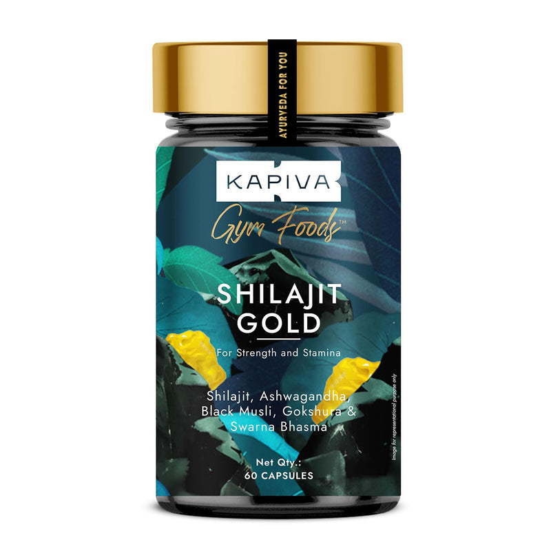 Kapiva Shilajit Gold | 60 Capsules (60 Servings) | Unflavoured | 24K Gold + Ayurvedic Blend