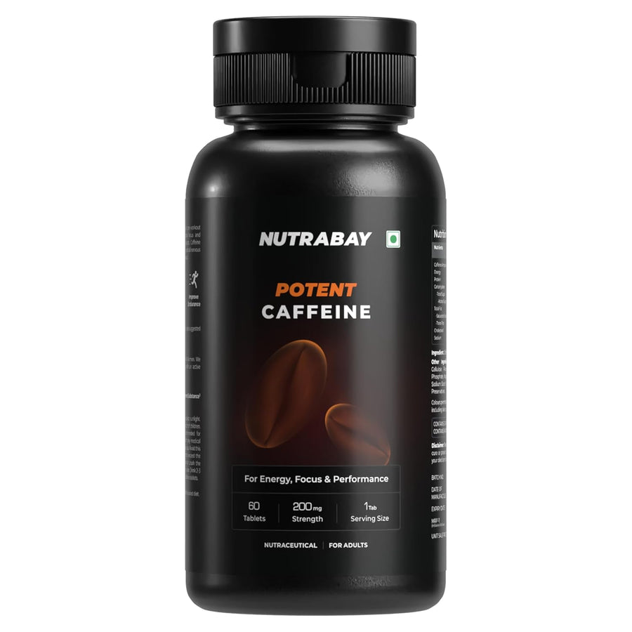 Nutrabay Pro Potent Caffeine Tablets 200mg - 60 Veg Tablets