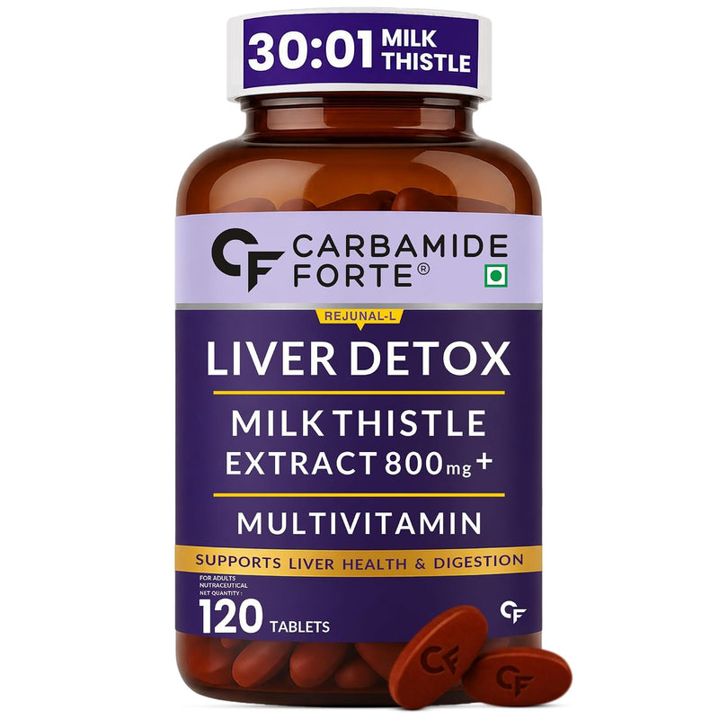 Carbamide Forte Liver Detox Supplement with Milk Thistle Extract 800mg (30:1) - 120 Veg Tablets