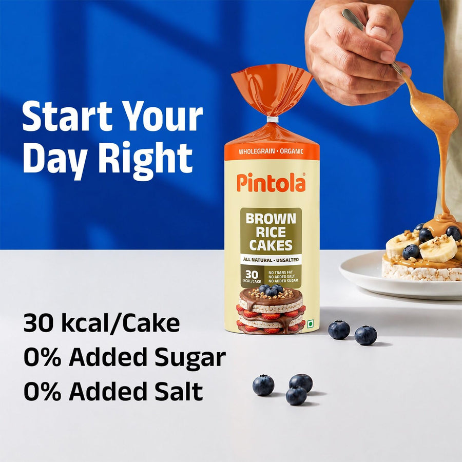 Pintola Organic Brown Rice Cakes - All Natural Unsalted 130g