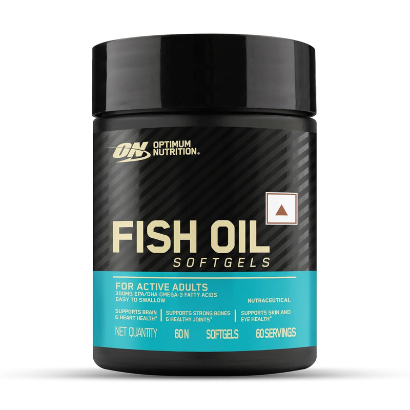 Optimum Nutrition (ON) Fish Oil | 300mg EPA/DHA Omega-3 Fatty Acids | Bones, Joints, Brain, Heart, Skin & Eye Health | 60 Softgels