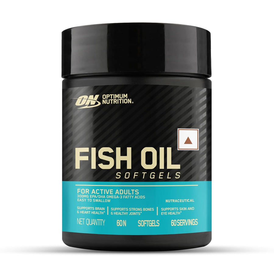 Optimum Nutrition (ON) Fish Oil | 300mg EPA/DHA Omega-3 Fatty Acids | Bones, Joints, Brain, Heart, Skin & Eye Health | 60 Softgels