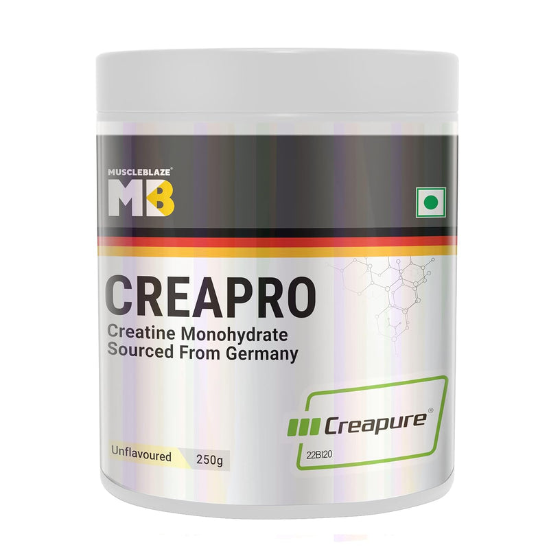 MuscleBlaze CreaPRO Creatine Monohydrate with Creapure® – 100g | Unflavoured | 33 Servings | 3g 99.99% Pure Creatine | Sourced from AlzChem, Germany | Micronised for Maximum Absorption