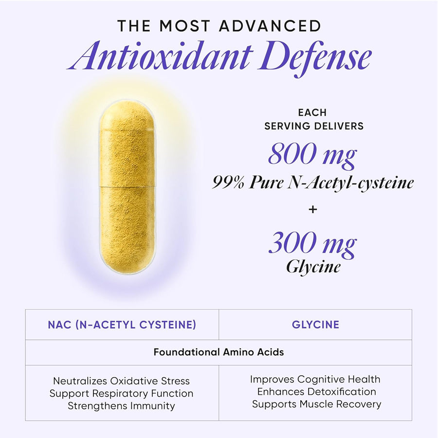 Wellbeing Nutrition Advanced NAC (N-Acetyl Cysteine) 800mg with Glycine, Vitamin C, 60 Capsules