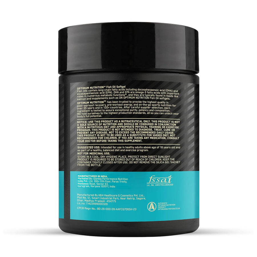 Optimum Nutrition (ON) Fish Oil | 300mg EPA/DHA Omega-3 Fatty Acids | Bones, Joints, Brain, Heart, Skin & Eye Health | 60 Softgels