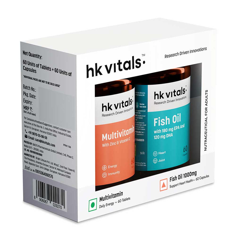 HK Vitals Fish Oil Multivitamin Combo - bottles side view