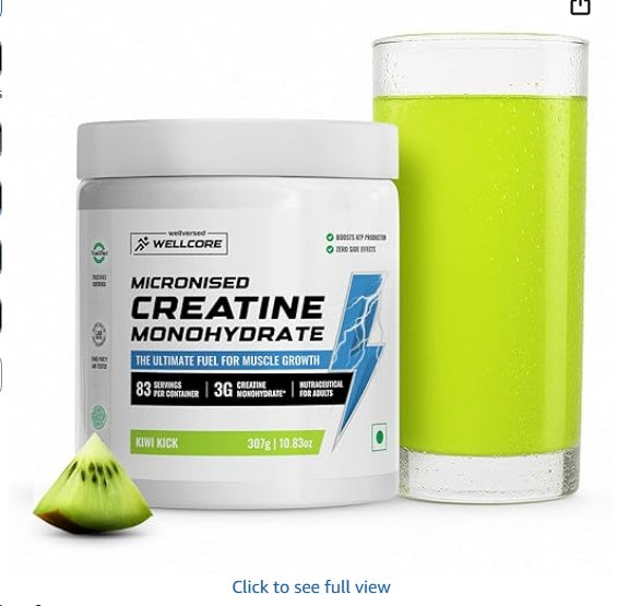 Wellcore Pure Micronised Creatine | 307g (83 Servings) | Kiwi Kick | 3g Creatine Monohydrate